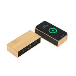 Wireless Mobil Şarj Cihazı ve Bambu Dijital Masa Saati Wireless Mobil Şarj Cihazı ve Bambu Dijital Masa Saati
