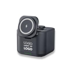 Işıklı Logo Hoparlörlü Magsafe Şarj Standı (Telefon, Kulaklık, Saat)
